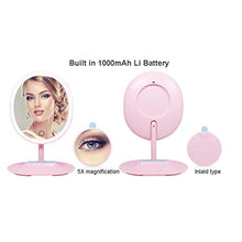 Specchio Trucco Ingrandimento 5X, LED Power Illuminato Touch Screen HD Specchi da Tavolo Ingranditore 5X e Cavo di Alimentazione USB Trucco