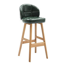 ZHJING Seggiola da Bar Sgabelli da Bar Sgabelli da Bar Sgabelli da Bar da Cucina Sgabelli da Bar in Ecopelle con Gambe in Legno Sgabello Alto Moderno (Color : Dark Green- B)