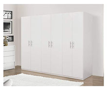 Dmora Armadio a 6 Ante battenti,Bianco Opaco, cm 207x53x202, con Tubo Appendiabiti, Unica