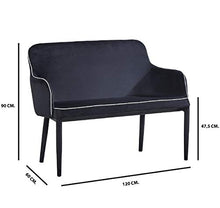 Tuoni New Plana Plus Divano, 2 Posti in Velluto, Salotto/Sala d'Attesa, Nero, 120x60x90 cm