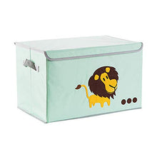 WANCR Pieghevole Scatola portaoggetti con Coperchio cubi Giocattolo per Bambini, Finitura Box Vestiti Coperta Cassette in Organizer per Camera da Letto Armadio Contenitore Green Lion