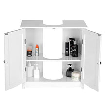 WOLTU Mobile Sottolavabo per Bagno Mobiletto a Terra Sottolavandino Armadietto Bianco a Due Ante con Ripiani in MDF BZS02ws