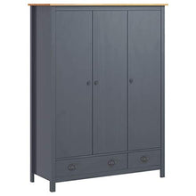 Doneioe Armadio a 3 Ante Hill Range Mobilia Guardaroba Armadio Alto Armadio Multiuso 127x50x170cm Grigio e Miele Marrone Pino Massiccio