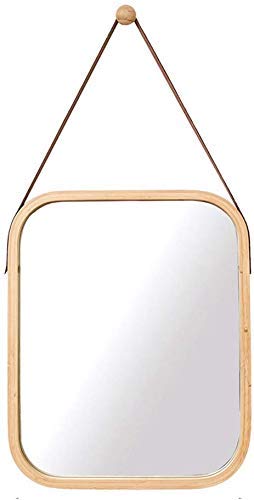JKCKHA Parete Specchio del Bagno a Parete Nordic Specchio Rotondo Dressing Specchio, Specchio, Bagno Decorazione, Specchio Appeso (Colore: Colore del Legno, Dimensione: 33 * 40,5 Centimetri) Decoraz