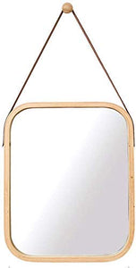 JKCKHA Parete Specchio del Bagno a Parete Nordic Specchio Rotondo Dressing Specchio, Specchio, Bagno Decorazione, Specchio Appeso (Colore: Colore del Legno, Dimensione: 33 * 40,5 Centimetri) Decoraz