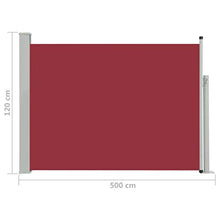 vidaXL Tenda da Sole Laterale Retrattile per Patio Privacy Automatica Schermo Parasole Frangivento 120x500 cm in Tessuto PU Rosso Telaio in Ferro