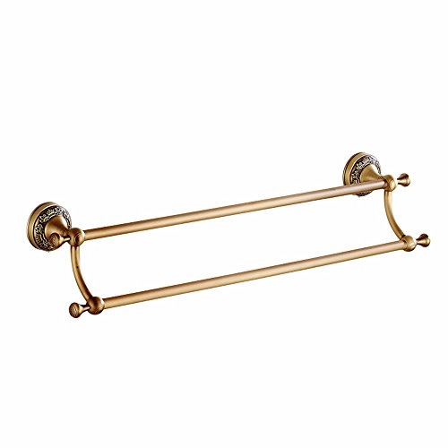 MBYW Portasciugamani Moderno Portasciugamani Elegante per Il Bagno di Moda Base a Corona Antica Bagno Europeo in Rame con Doppio portasciugamani Retro Appendiabiti a Barra Doppio palo 50cm