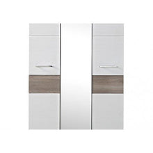 AVANTI TRENDSTORE - Funny - Armadio Guardaroba con Specchio e con Ante a Battente, in Laminato di Quercia d'Argento e Bianco, Dimensioni: Lap 84x200x40 cm