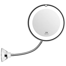 Hbao Guideck Flessibile 6.8"10x Specchio di Trucco Illuminato a LED a LED a LED a 360 Gradi a 360 Gradi, Specchio da Viaggio a Batteria a Batteria