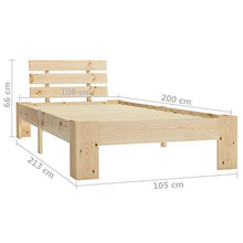 BIGTO - Struttura per letto in legno di pino massiccio, per camera da letto, stile C, 100 x 200 cm, colore: Naturale