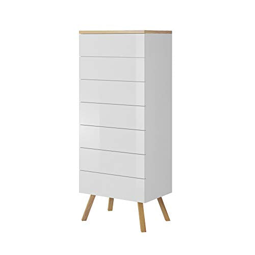 Selsey HALSEY - Cassettone alto / Mobile di stoccaggio / Mobiletto con 7 cassetti / Comò 50 cm