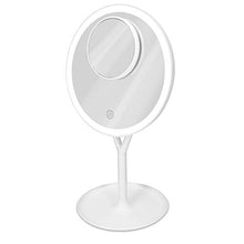 Navaris Specchio per Trucco a LED Touch - Specchio Cosmetico Illuminato da Tavolo con Specchietto Ingranditore x5 - per Make Up Pulizia Viso - Bianco