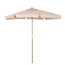 SONGMICS Ombrellone da Balcone di 2 x 1,25 m, Parasole Rettangolare Protezione UPF50+, Palo e Stecche in Legno, Inclinabile, Base Non Inclusa, per Terrazzo Giardino Patio, Tortora GPU26BR