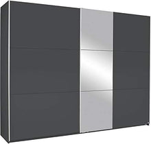 Armadio porta armadio scorrevole con mensole e barre appendiabiti, materiali di legno, con specchio adatto per camera da letto,261 x 59 x 210 cm