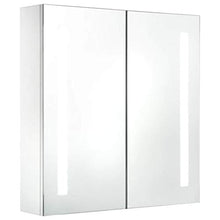 Cikonielf L'armadietto per specchio da bagno è dotato di una lampada LED da specchio con due ante e 3 ripiani interni, design moderno, pannello in MDF di alta qualità, 62 x 14 x 60 cm