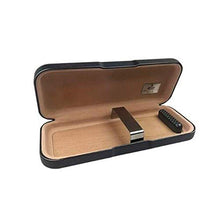 Scatola di sigarette humidor, portatile da viaggio cedar legno scatola sigaro sigaro umidificatore in legno massello scatola di sigaro professionale 3 bastoncini, regalo, nero elegante (inviare forbic