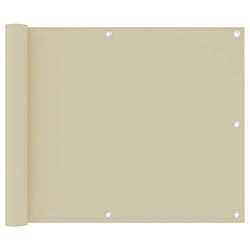 vidaXL Paravento da Balcone Crema 75x500 cm Tessuto Oxford