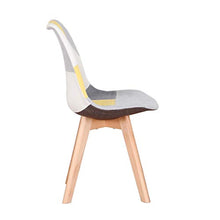 GroBKau, set di 4 sedie da ufficio in lino patchwork con gambe in legno, per casa, soggiorno, cucina, cucina, (giallo, 4)