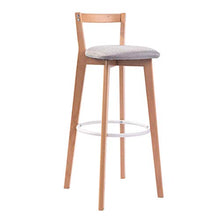 YS Sedia Sgabello da Bar Sedile Bar, in Legno Massello Moderno Semplice Pub Casa Alto Nordico Front Desk Schienale con Poggiapiedi Sedile in Lino,82 cm (32,3 Pollici)