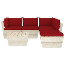 SKM Set Divani da Giardino su Pallet 6 pz con Cuscini Legno Abete (111kg) Rosso-3561