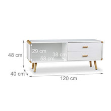 Relaxdays 10020980 Credenza con Angoli Arrotondati 2 Cassetti Mobile Lungo Basso per TV con Gambe HxLxP: 48 x 120 x 40 cm Bianco
