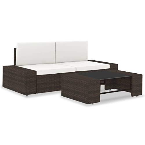 vidaXL Set Divani da Giardino 3 pz in Polyrattan Marrone - Arredi Casa