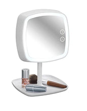 Wenko 22851100 LED Specchio cosmetico/Lampada da Tavolo Ostia, ABS, Bianco, 19 x 18 x 29 cm