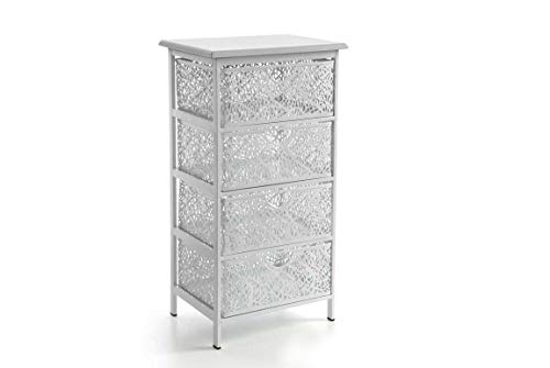 Mobile mobiletto cassettiera in metallo colore bianco schabby chic 4 cassetti traforata 42 * 31 * 73 cm decorato arredamento casa EMP-792229