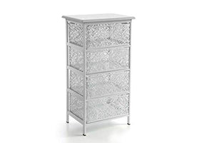 Mobile mobiletto cassettiera in metallo colore bianco schabby chic 4 cassetti traforata 42 * 31 * 73 cm decorato arredamento casa EMP-792229