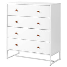 Cassettiera con 4 cassetti, moderna cassettiera laterale con ampio spazio di archiviazione, organizer funzionale con base in metallo per la casa, bianco puro
