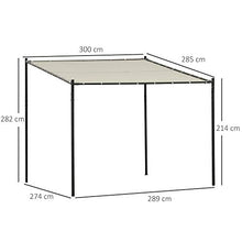 Outsunny Gazebo Pergola da Esterno e Giardino 3x2.85x2.82m in Metallo e Poliestere Beige, Pergola Addossata