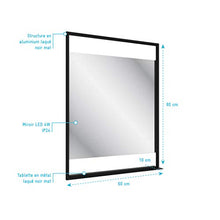 AURLANE Specchio da bagno LED auto-illuminante 60 x 80 cm - laccato nero opaco - FRAMED MIRROR LED