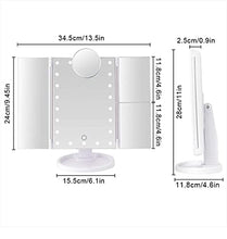 eaaerr Specchio Trucco Specchio Cosmetico per Vanità a 22 LED - Luci Ingranditore 2X3X10X Touch Screen Pieghevole Specchio Make up, Batteria e USB Alimentati Perfetto per Come Donna e Ragazza