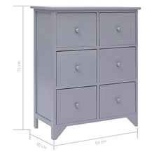 FAMIROSA Armadietto con 6 Cassetti Grigio 60x30x75cm Legno di Paulownia