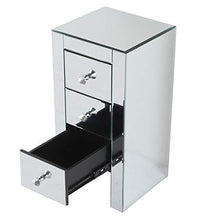 HHTX Comodino con 3 cassetti Comodino in Vetro specchiato Argento Comodino tavolini da appoggio per Camera da Letto, Bagno, Soggiorno