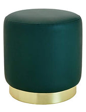 Suhu Pouf Sgabello Poggiapiedi in Ecopelle Poggiapiedi da Divano Moderno Imbottita Similpelle Rotondo Base Dorata Moderno Basso Design Verde