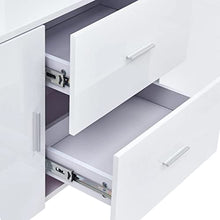 vidaXL Credenza Pratica Decorativa con Cassetti e Scomparti Armadietto Basso Consolle Madia Bianca 160x40x70 cm in MDF Lucido Gambe in Legno