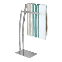 Relaxdays Porta Asciugamani WIMEDO, 80x32x20 cm ca., 2 Aste, Base Rettangolare, Decorazione, Acciaio Inox, Argento