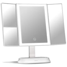 Fancii Specchio per Trucco con Luce LED, Specchio Ingranditore 1X 5X 7X - Luci LED Naturali a Intensità Regolabile e Touchscreen, Specchio Cosmetico Illuminato da Tavolo, Sora (Bianco)
