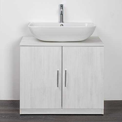 IdeaStella ODESSA Sottocolonna 2 Ante. Mobile Bagno sotto lavabo Copri Colonna lavandino UNIVERSALE (Larice Bianco)