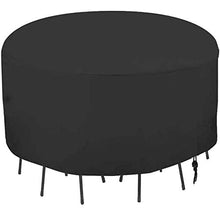 HSGAV Copertura per Mobili da Esterno, Coperture Rotondo da Giardino, Tavolo da Pranzo Rotondo Impermeabile e Resistente Ai Raggi UV e Set di Sedie con Coulisse 420D Oxford, Nero,73x43in