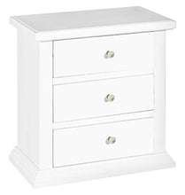 Dmora Comodino 3 cassetti, Legno, Bianco, 61 x 66 x 34 cm