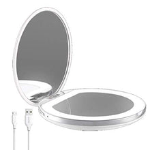 Flybiz Specchio portatile tascabile a due lati con illuminazione a LED, ingrandimento 1x/3x, compatto, pieghevole, specchio cosmetico illuminato per cosmetici in viaggio