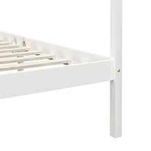 BIGTO - Struttura letto a baldacchino in legno di pino massiccio, per camera da letto, 90 x 200 cm, colore: Bianco
