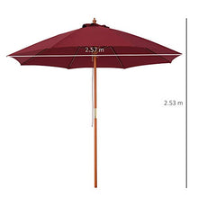 Outsunny Ombrellone da Giardino Φ257x253cm ed Esterni con Tettuccio Antivento in Poliestere Rosso e Palo in Legno