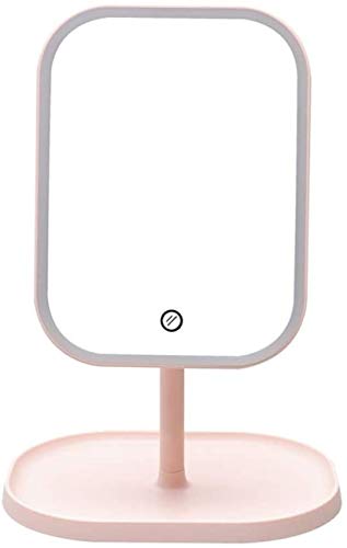 LBWARMB Trucco Specchio con luci Specchio cosmetico con Luce LED Trucco Illuminato Ricaricabile 180 ° spogliatoio Girevole specchietto da Tavolo Portatile Illuminato Specchio cosmetico Illuminato