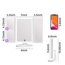FASCINATE Specchio Trucco, Specchio Illuminato con Touch Screen e Ingranditore 1X 2X 3X Specchio Cosmetico 36 LED Luci e Cavo USB Tri-Fold Rotazione 180° Specchio Ingrandente 10x Gratuito per Viaggio