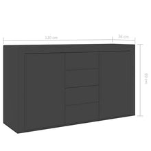 GOTOTOP Credenza in legno truciolato con 2 ante e 4 cassetti, armadio ausiliario moderno per corridoio, soggiorno, camera da letto, 120 x 36 x 69 cm, grigio