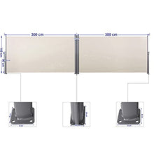 SONGMICS Doppia Tenda Laterale 1,6 x 6 m (A x L), Tenda Retrattile, Protezione Privacy, Paravento, Parasole, per Balcone Patio Terrazzo Giardino, Beige GSA320E