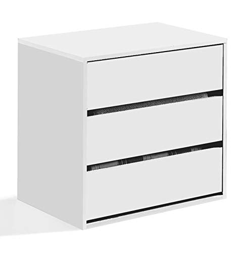 Dmora Cassettiera a Tre cassetti, Colore Bianco, cm 60 x 57 x 44